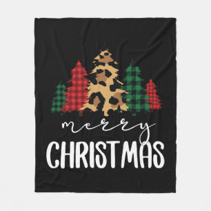 Manta Polar Feliz Navidad navideño Svg Leopard Tree