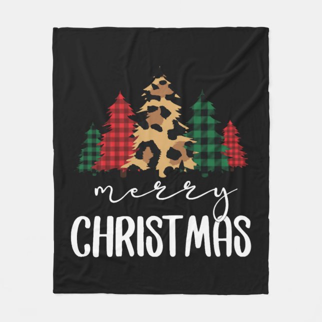 Manta Polar Feliz Navidad navideño Svg Leopard Tree (Anverso)