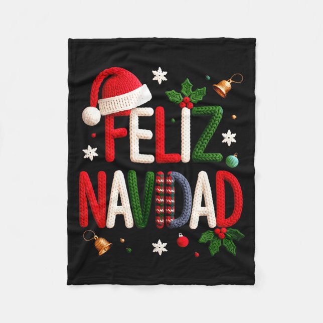 Manta Polar Feliz Navidad Pajamas Spanish Mexican Christmas Bo (Anverso)
