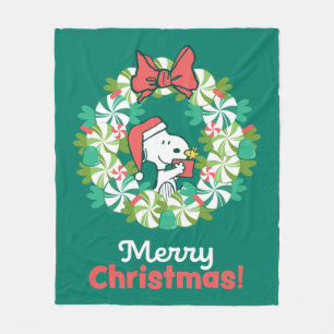Manta Polar Feliz Navidad Peppermination Wreath