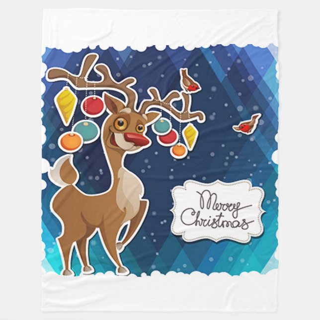Manta Polar Feliz Navidad Prancing Reindeer (Anverso)