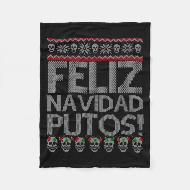 Manta Polar Feliz Navidad Putos Chingon Ugly Xmas Sweater Chri (Anverso)