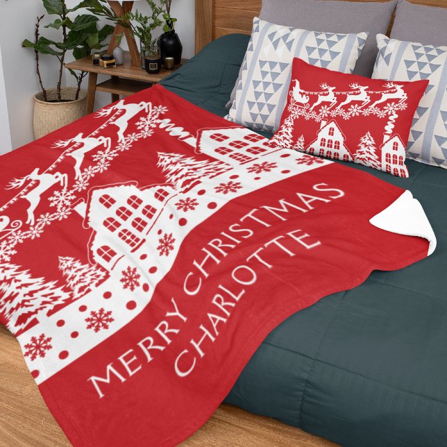 Manta Polar Feliz Navidad Santa Invierno Snowflakes Nombre (Subido por el creador)