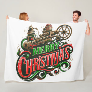 Manta Polar Feliz Navidad steampunk