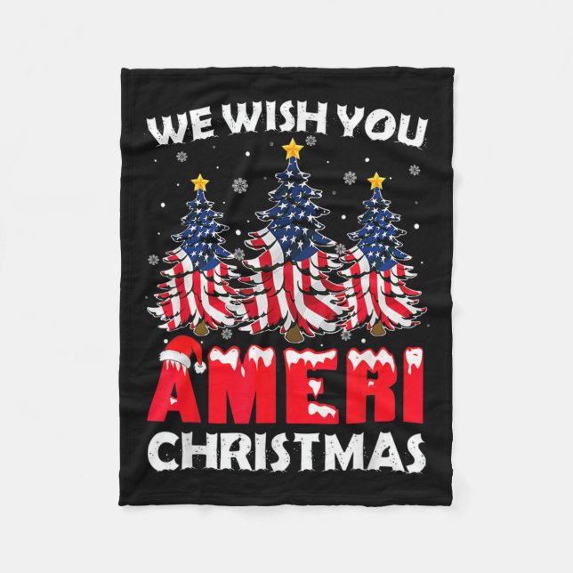 Manta Polar Feliz Navidad Te Deseamos Ameri Xmas American Fl (Anverso)