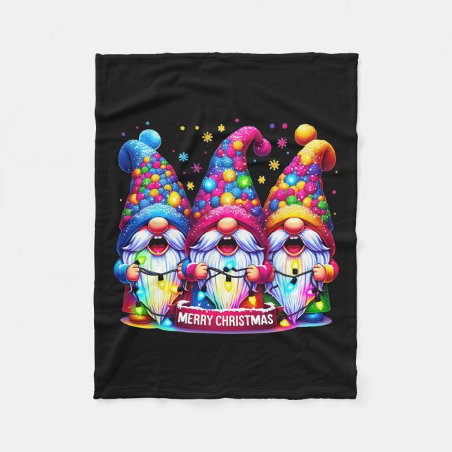 Manta Polar Feliz Navidad Tres Gnomes Familias Hombres Mujeres (Anverso)