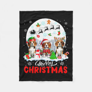 Manta Polar Feliz Navidad Tres Reinos De Santa Elf Beagles O
