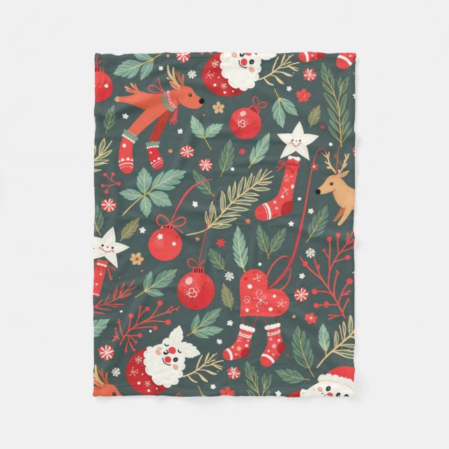 Manta Polar Feliz Navidad Whimsy (Anverso)