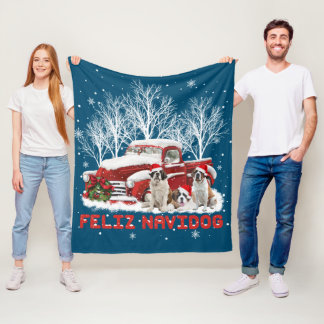 Manta Polar Feliz Navidog Saint Bernard Navidades Perros