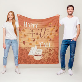 Manta Polar Feliz otoño con café y hojas de otoño
