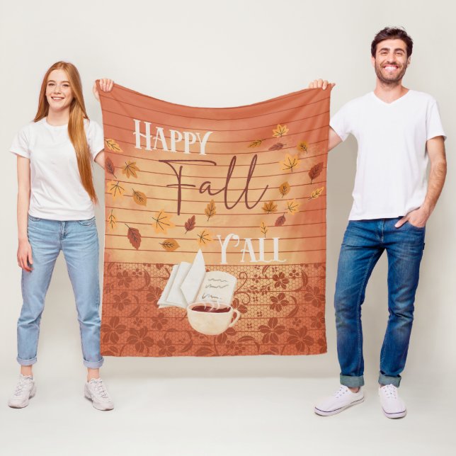 Manta Polar Feliz otoño con café y hojas de otoño (In situ)