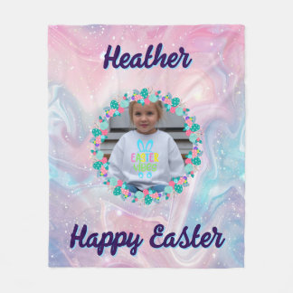 Manta Polar Feliz Pascua Floral Pastel Personalizado Nombre Fo