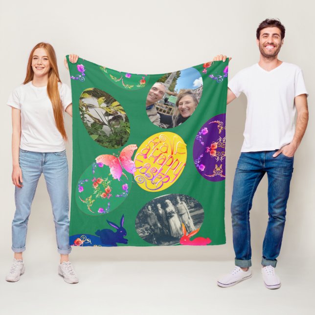 Manta Polar Feliz Pascua, Huevos de Pascua con 3 fotos (In situ)