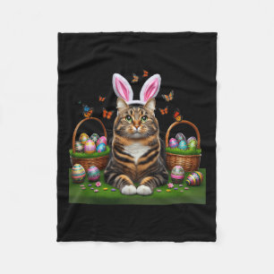 Manta Polar Feliz Pascua, lindo conejo de gato, gato, canasta 