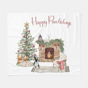 Manta Polar Feliz Pawlidays Diseño de Perro - Boston Terrier