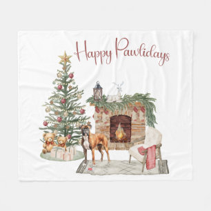 Manta Polar Feliz Pawlidays Diseño de Perro - Boxer