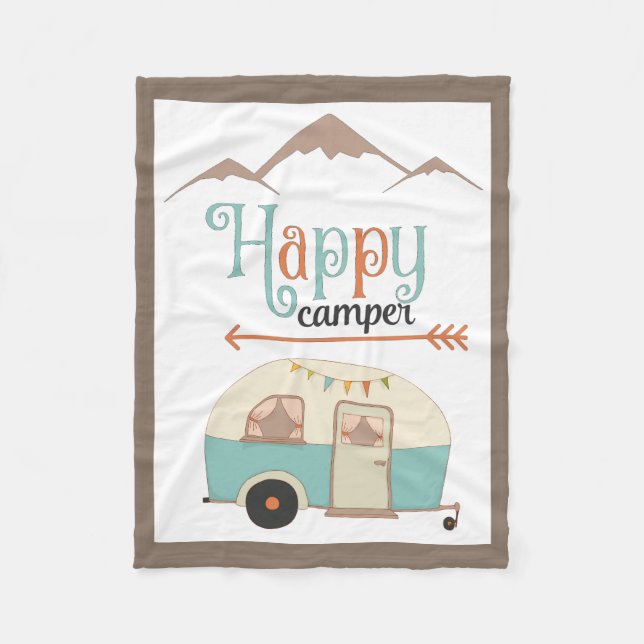 Manta Polar FELIZ RV CAMPER Cute Retro (Anverso)