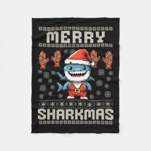 Manta Polar Feliz Sharkmas Navidades de tiburón Nochebuena niñ