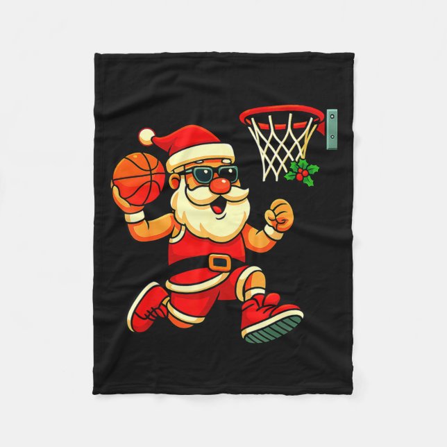 Manta Polar Feliz Swishmas Jersey Feo de Navidad Baloncesto C (Anverso)
