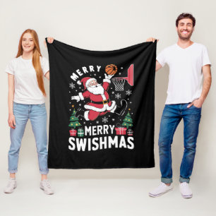 Manta Polar Feliz Swishmas Navidad Santa Jugando Baloncesto