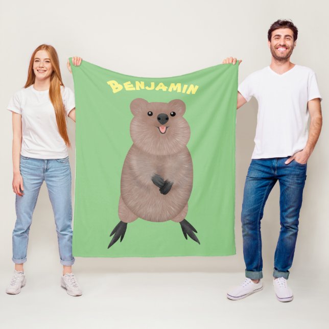 Manta Polar Feliz y lindo diseño de personalizados de quokka (In situ)