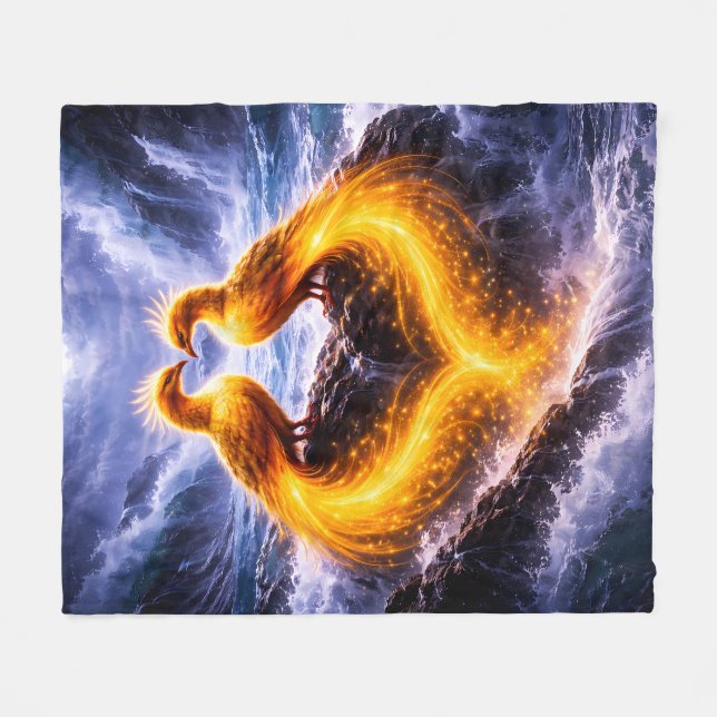 Manta Polar Fénix Gemelas de Luz Eterna (Frente (Horizontal))