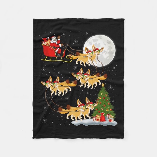 Manta Polar Fennec Fox Santa Sleigh Flying Funny Magical Chris (Anverso)