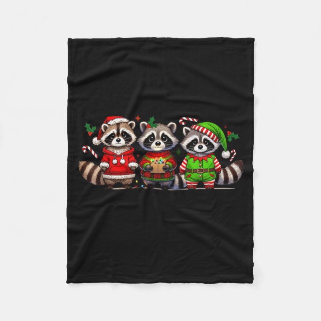 Manta Polar Feral But Festive Funny Christmas Cute Raccoon Elf (Anverso)