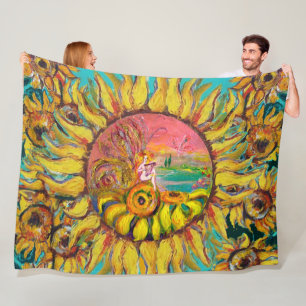 Manta Polar FERIA DE SUNFLOWERS JUGANDO LYRA Fantasy Floral