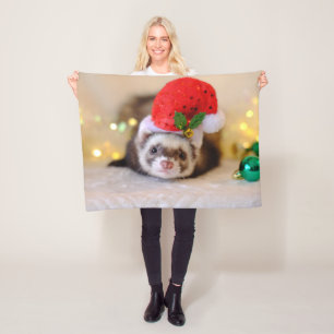 Manta Polar Ferret en Santa Hat Navidades