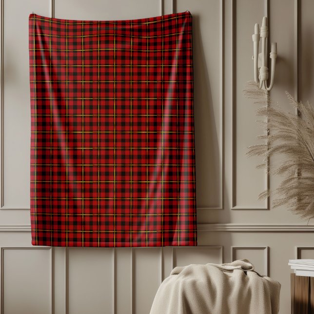 Manta Polar Festín de vacaciones Clásico Tartán Plantado Oro N (Cozy Holiday Classic Tartan Plaid Red Black Gold Fleece Blanket)
