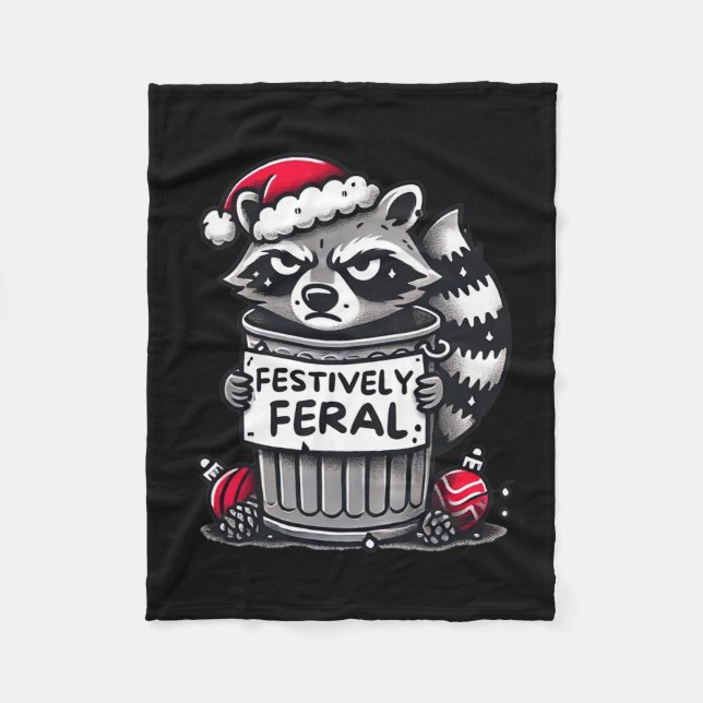 Manta Polar Festivalmente Feral Raccoon Navidades Funny y (Anverso)