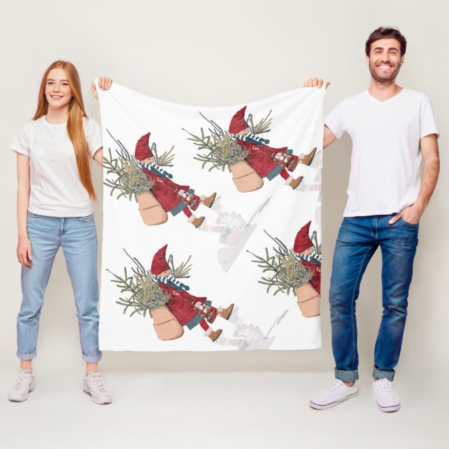 Manta Polar Festive Gnome Christmas Fleece Blanket – Cozy (In situ)