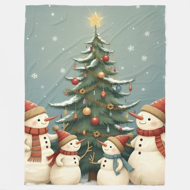 Manta Polar Festive Snowman Family Christmas Collection (Anverso)