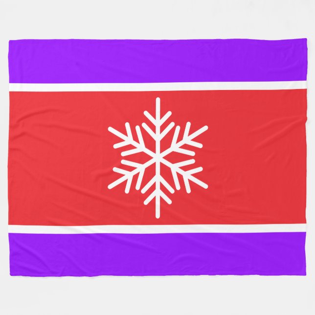 Manta Polar Festividad Brillante Morado Rojo Rayos Blancos Sno (Frente (Horizontal))