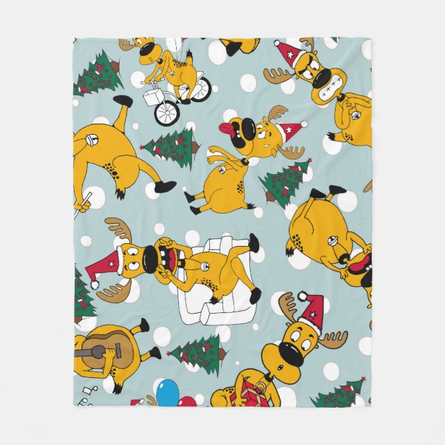 Manta Polar Festividad de ciervos: Diseño del patrón de Navida (Anverso)