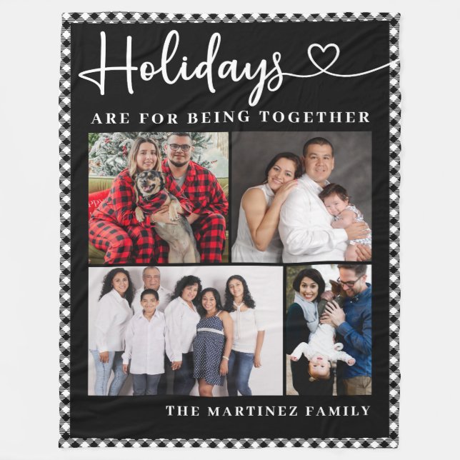 Manta Polar Festividad de Collage de fotos familiar personaliz (Anverso)