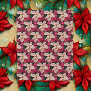 Manta Polar Festividad de la Poinsettia de Mármol rosa y Crema
