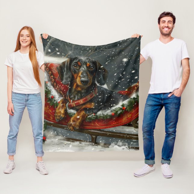 Manta Polar Festividad de los Navidades de perro de Dachshund (In situ)