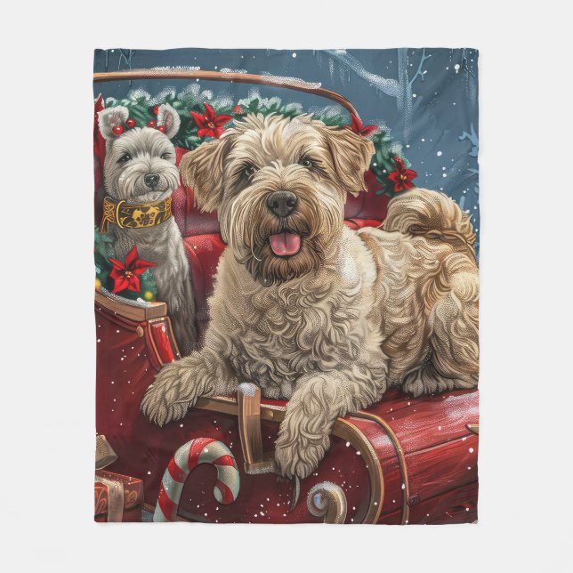 Manta Polar Festividad de los Navidades de Perro Wheaten Terri (Anverso)