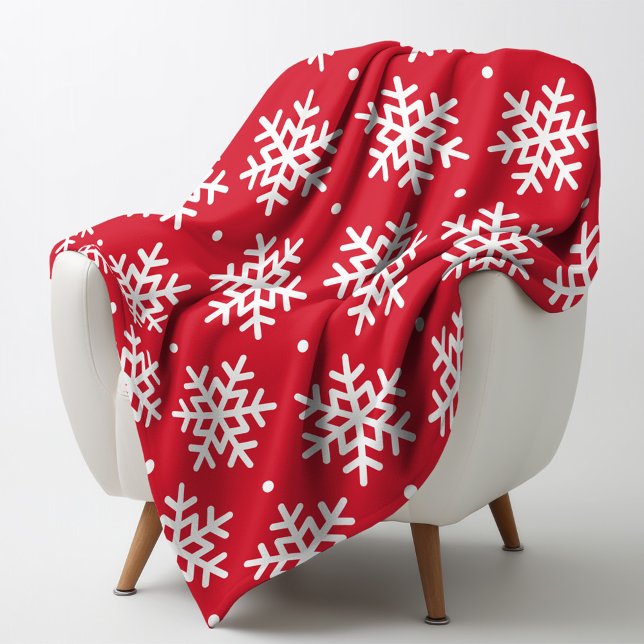 Manta Polar Festividad del patrón de copos de nieve rojos (Subido por el creador)