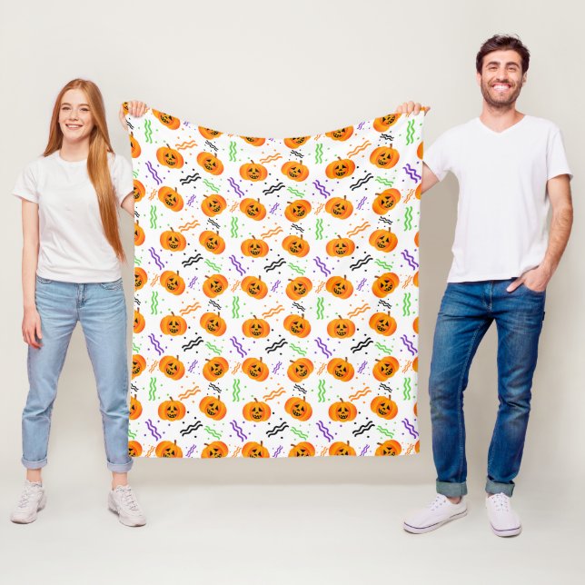 Manta Polar Festividad Jack-O'-Lanterns Fleece Blanket (In situ)