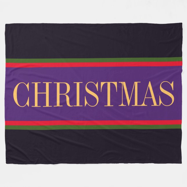 Manta Polar Festividad Morado Negro Rojo NAVIDADES Stripes (Frente (Horizontal))