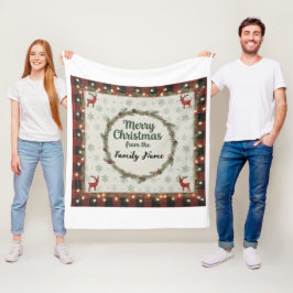 Manta Polar Festividad personalizada Rustic Merry Christmas