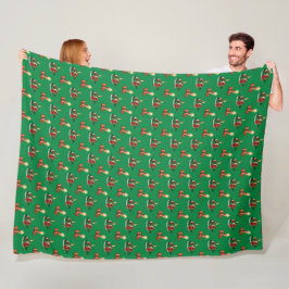 MANTA POLAR FESTIVIDAD VERDE CON FILAS DE VELAS DE NAVIDADES