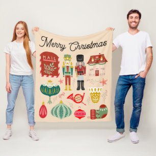 Manta Polar Festividades Navidades de Holly rosa pastel