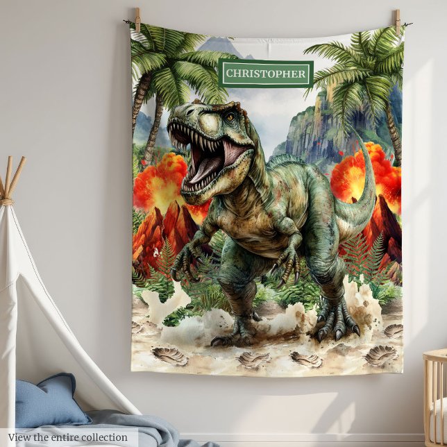 Manta Polar Fierce Dinosaur Birthday Blanket Nombre personaliz (Fierce Dinosaur Birthday Blanket Custom Name for Boys)