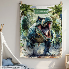 Manta Polar Fierce T-Rex Blanket Nombre personalizado para niñ