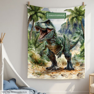 Manta Polar Fierce T-Rex Dinosaur Blanket Personalizado Nombre