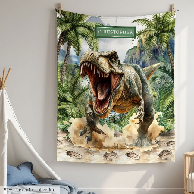 Manta Polar Fierce Tyrannosaurus Blanket Nombre personalizado  (Fierce Tyrannosaurus Blanket Custom Name for Kids)